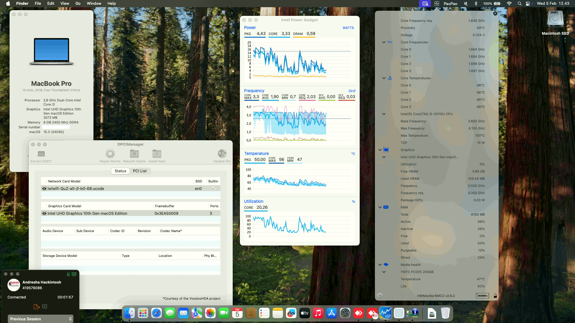 Success Hackintosh macOS Sequoia 15.3 Build 24D60 in Huawei MateBook D 14 2020 NbB-WAI9